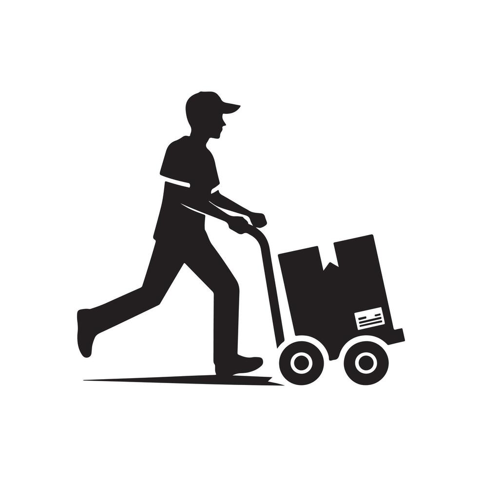 Delivery man silhouette illustration set vector