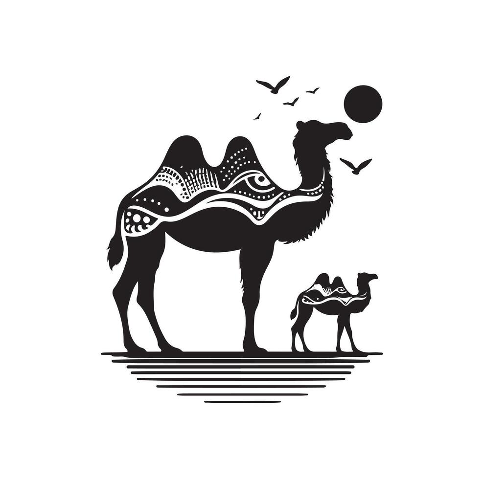 camel silhouettes illustration on white background vector