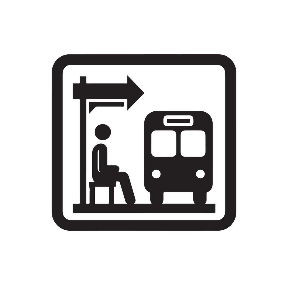 Bus stop icon illustration vector