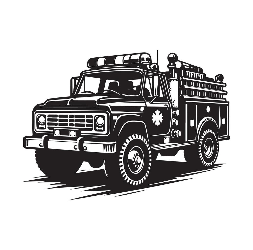 firefighter car illustration icon vector