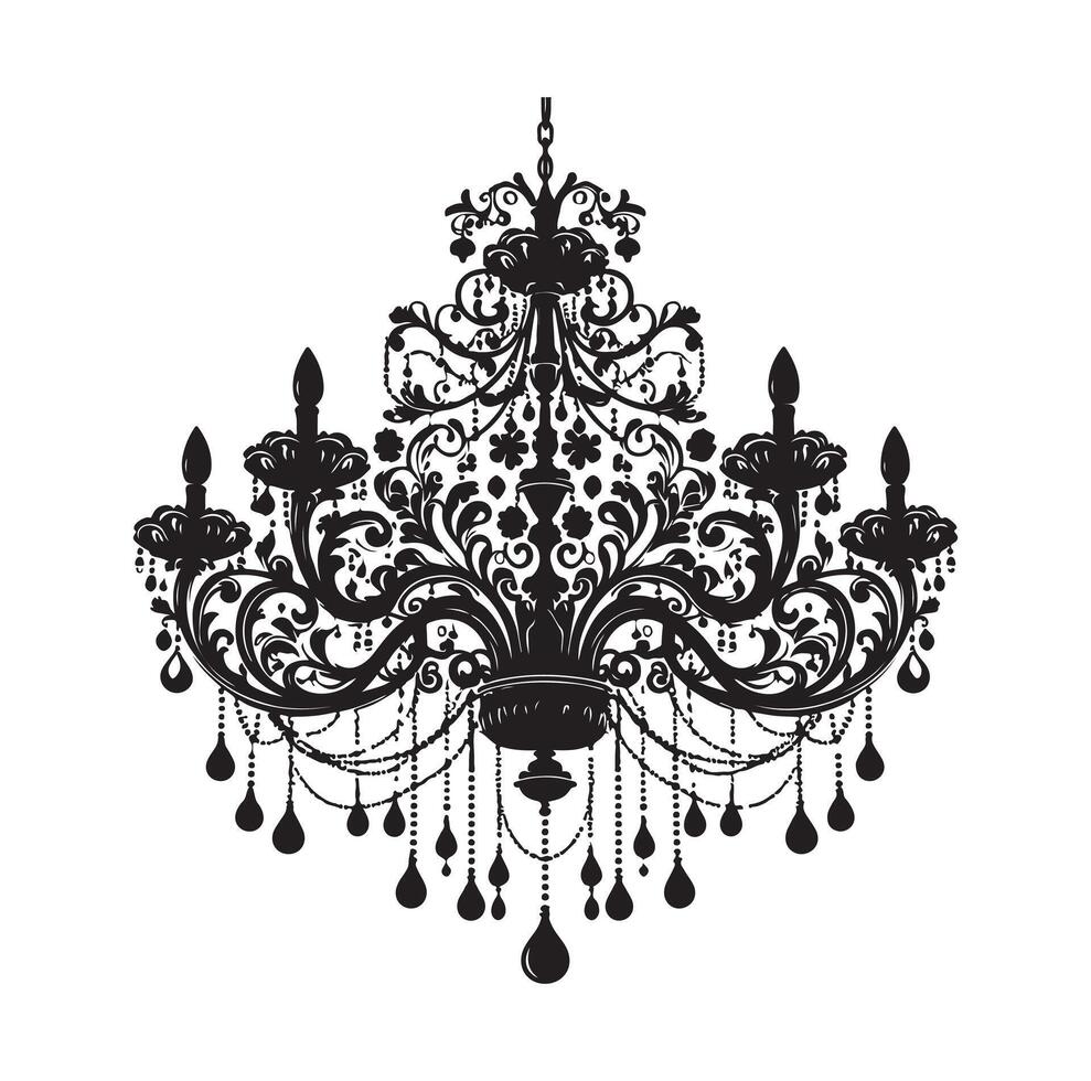 chandelier illustration icon silhouette style vector