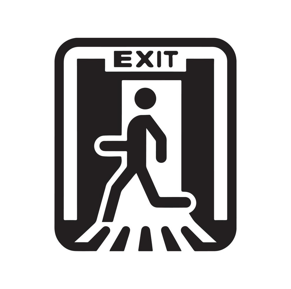 Emergency exit illustration, escape route sign and symbol vector