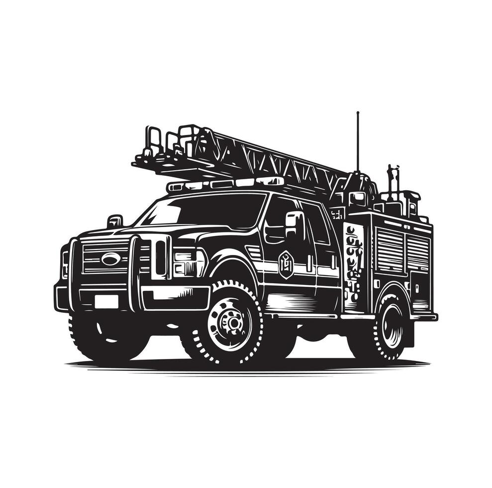 firefighter car illustration icon vector