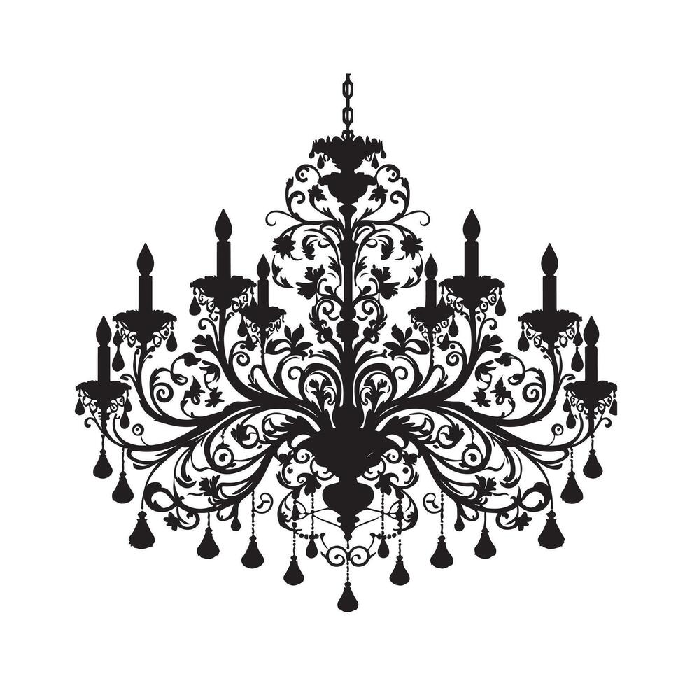 chandelier illustration icon silhouette style vector