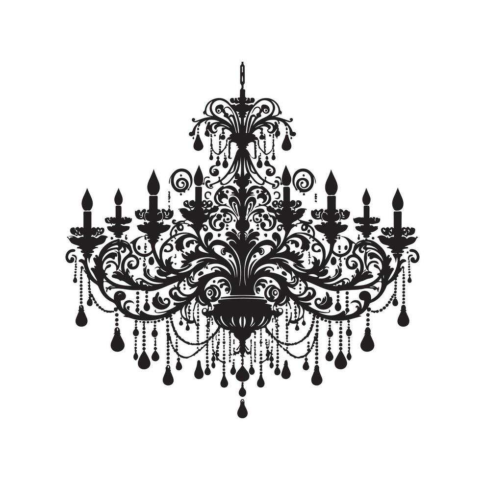 chandelier illustration icon silhouette style vector