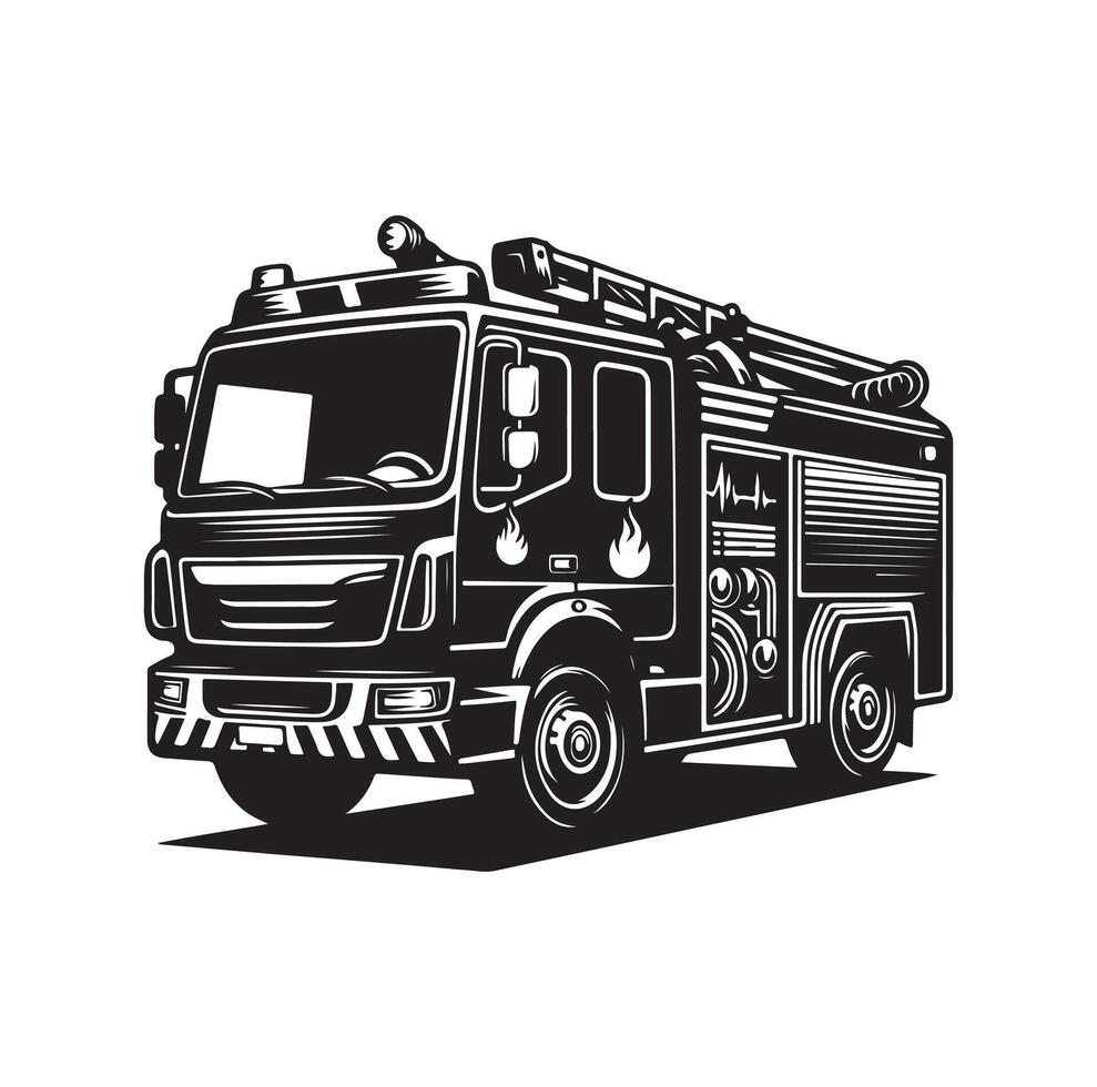 firefighter car illustration icon vector
