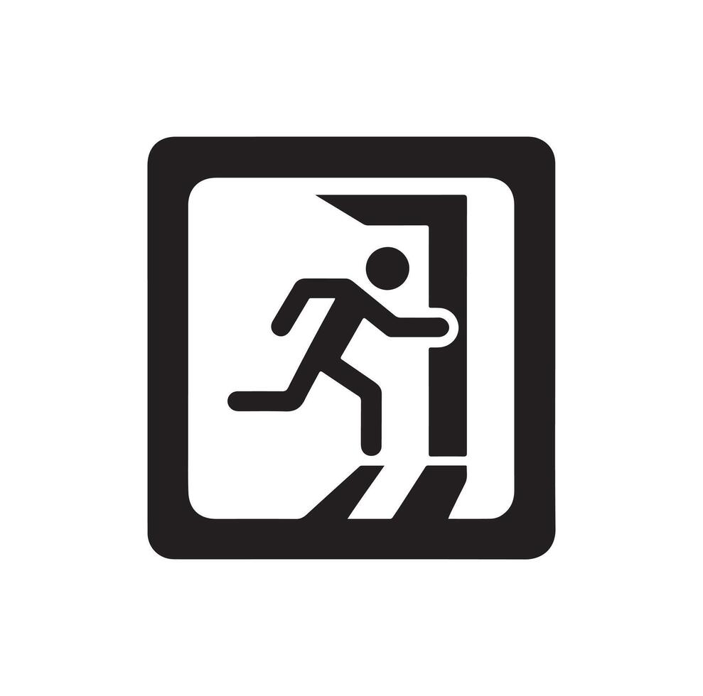 Emergency exit illustration, escape route sign and symbol vector