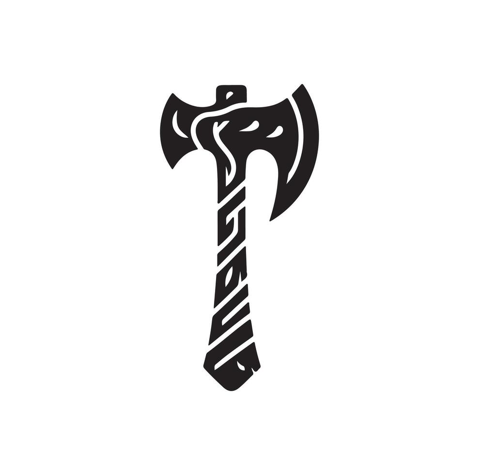 fantasy weapon axe illustration. viking tools logo vector