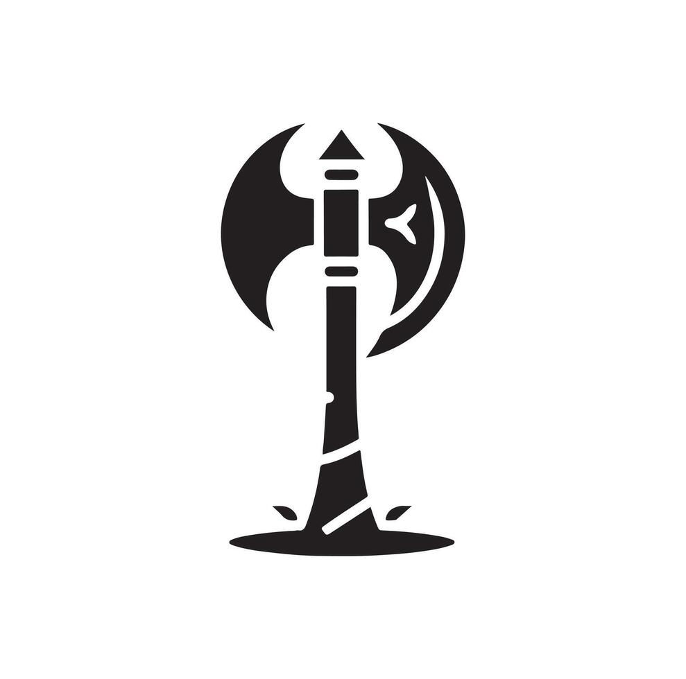 fantasy weapon axe illustration. viking tools logo vector
