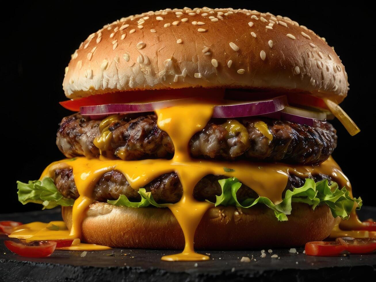 Tasty Hamburger seamless patterns for print design inspiration photo