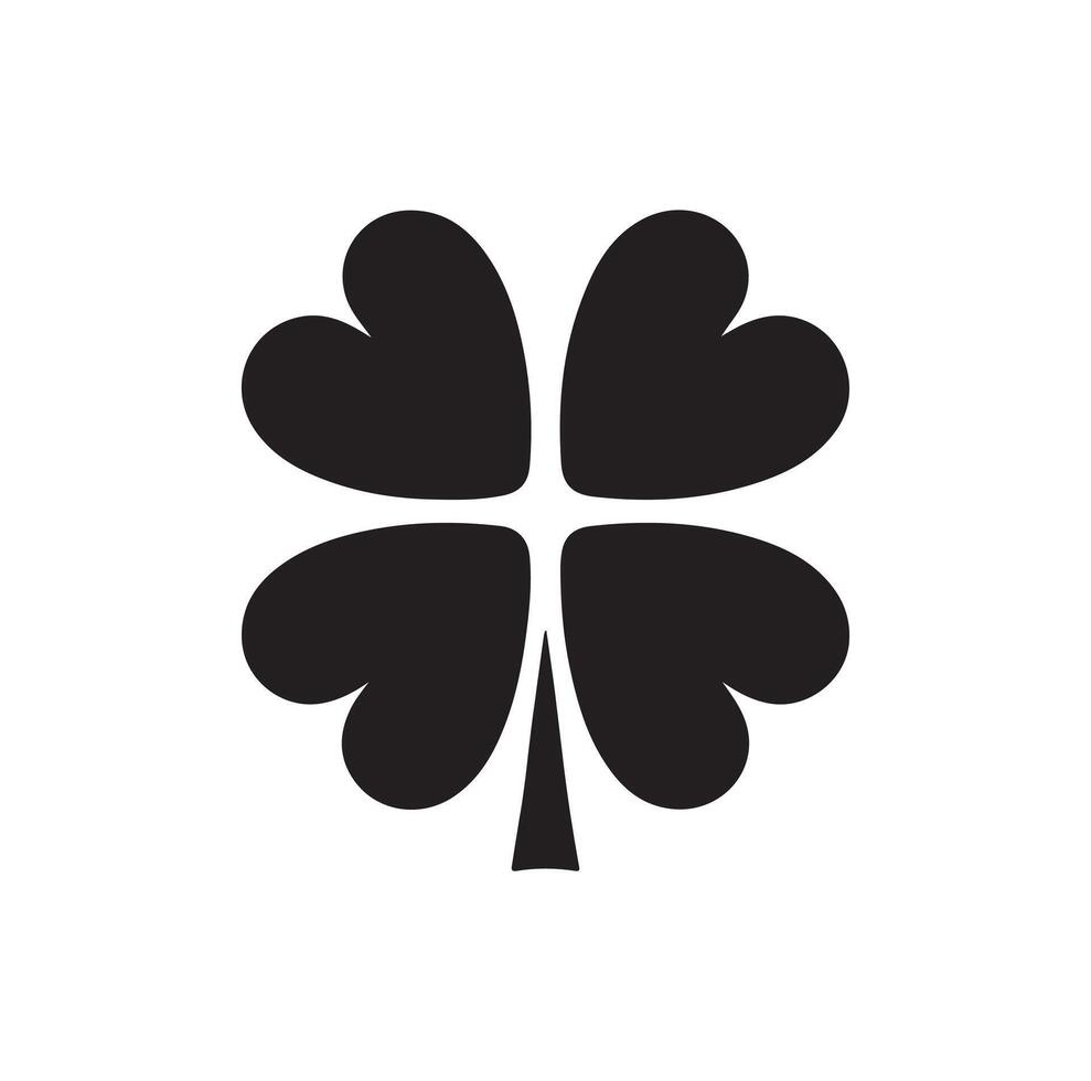 Four-leaf clover icon illustration. Black icon isolated on white background. Clover silhouette. vector