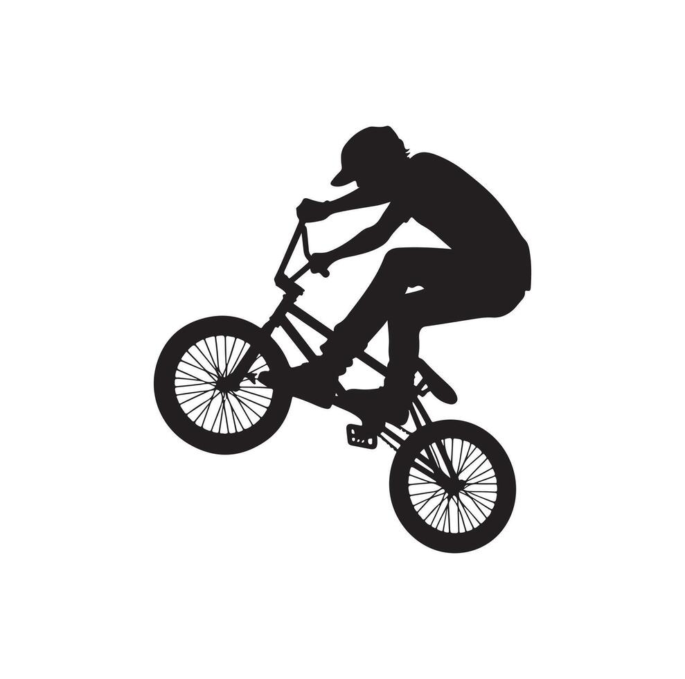 Professional bmx bicycle player silhouette. illustration vector