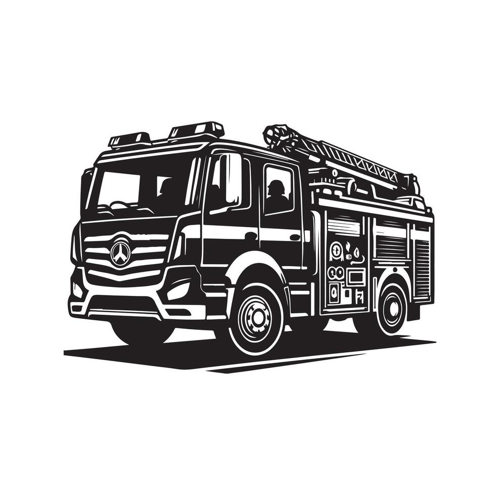 firefighter car illustration icon vector