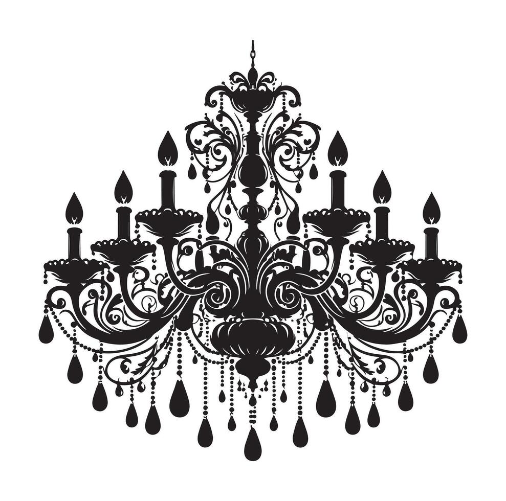 chandelier illustration icon silhouette style vector