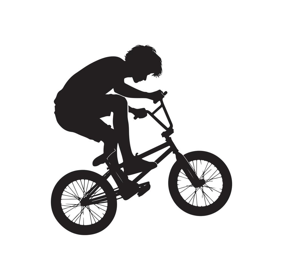 Professional bmx bicycle player silhouette. illustration vector