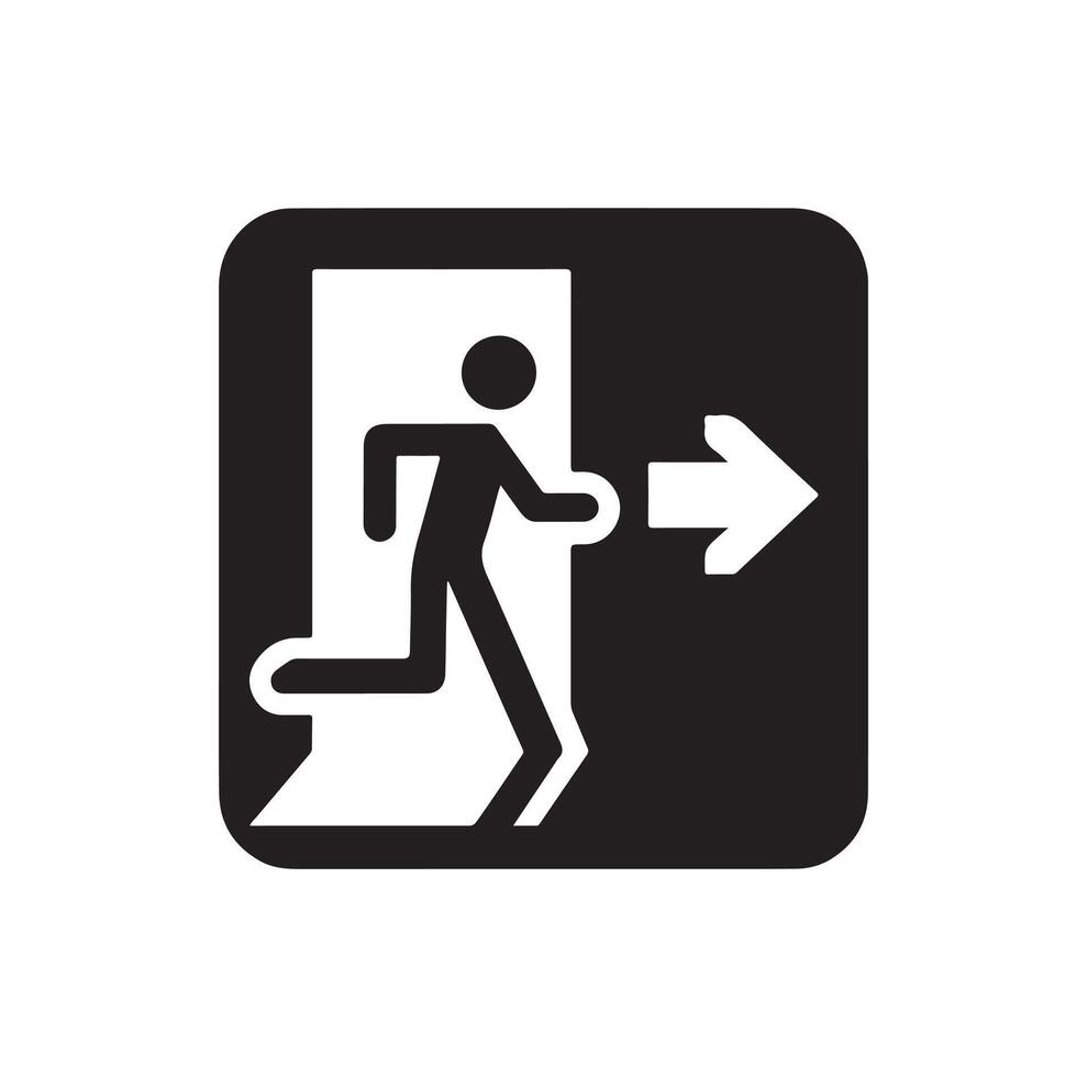 Emergency exit illustration, escape route sign and symbol vector