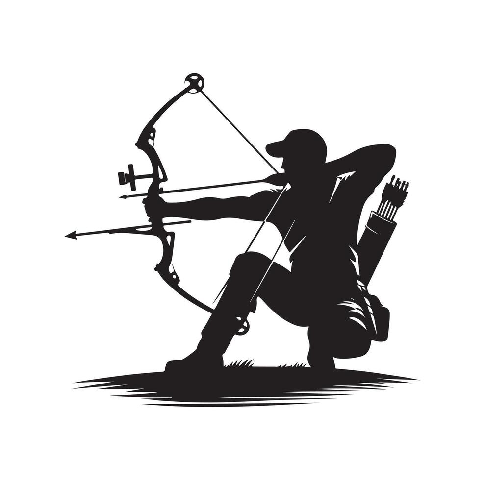 archer silhouette illustration logo template vector