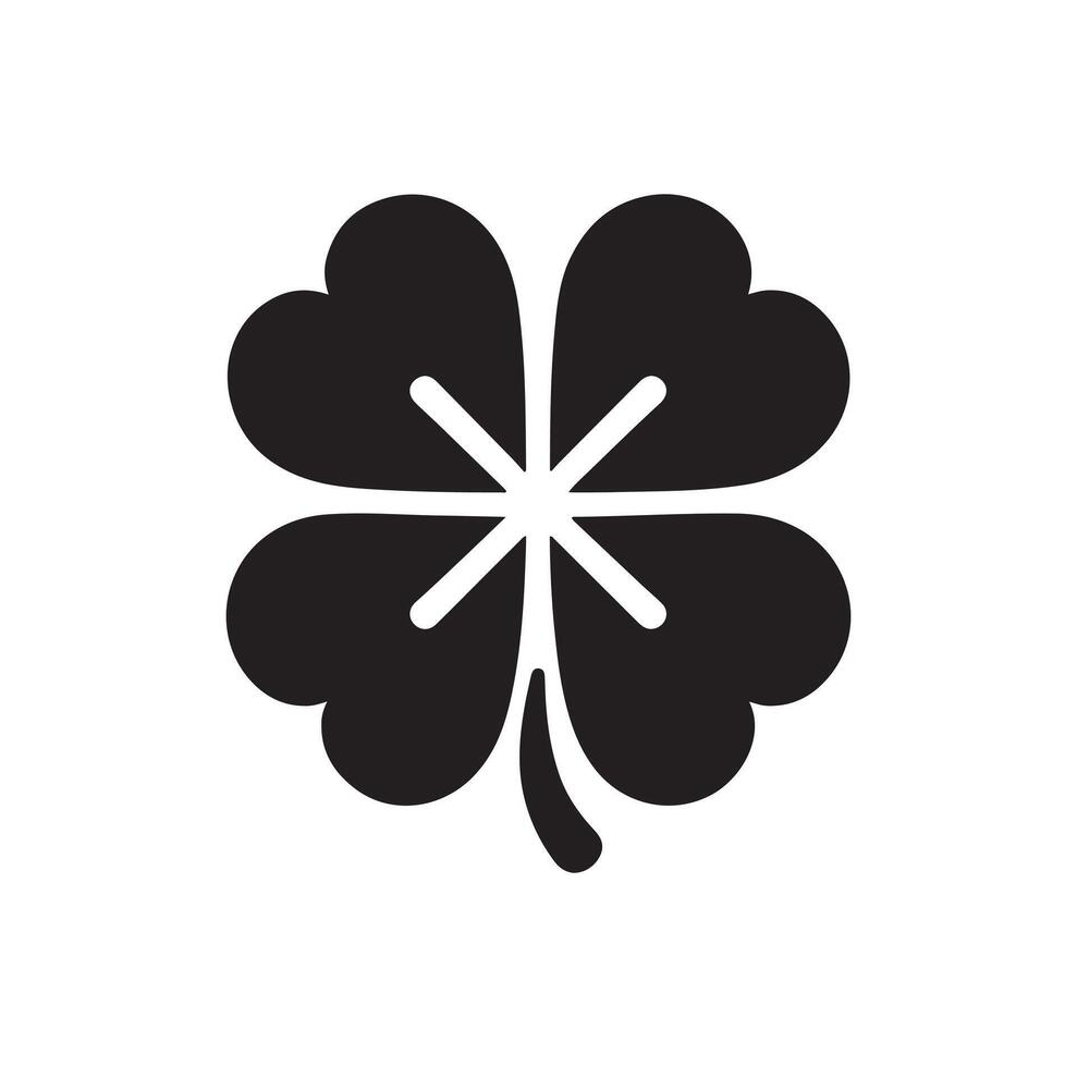 Four-leaf clover icon illustration. Black icon isolated on white background. Clover silhouette. vector