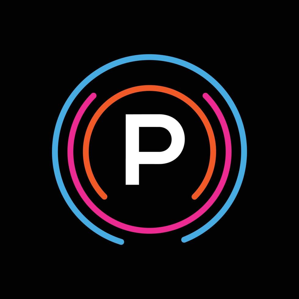 Technology Logo Design On P Letter Concept. Letter P Technology Logo. Network Logo Template Design vector