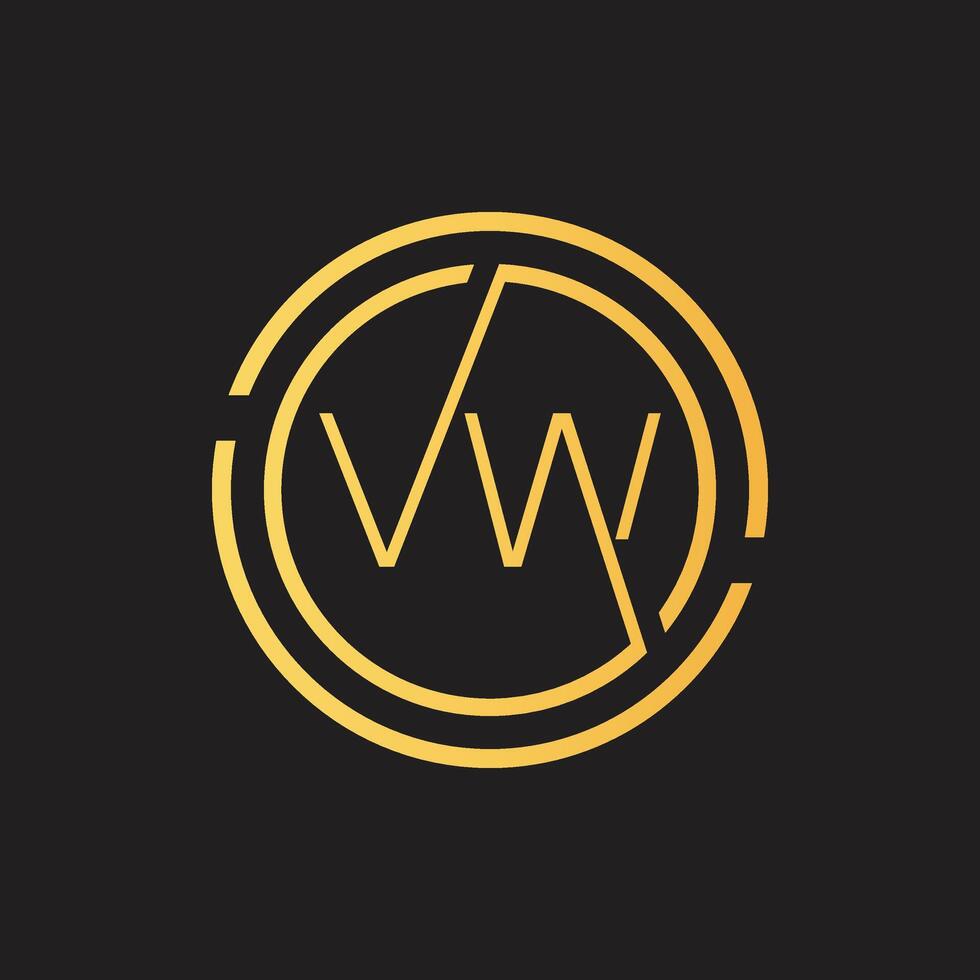 Luxury letter VW logo design.Royal premium letter VW logo design template vector