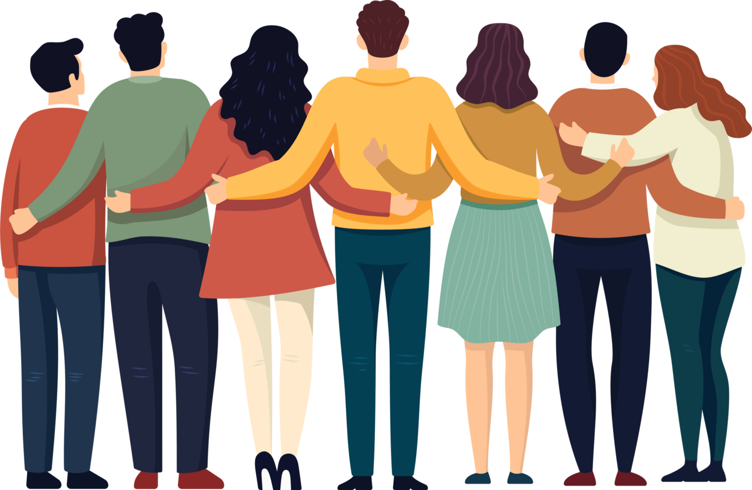 A group of people are standing together, with some of them hugging png