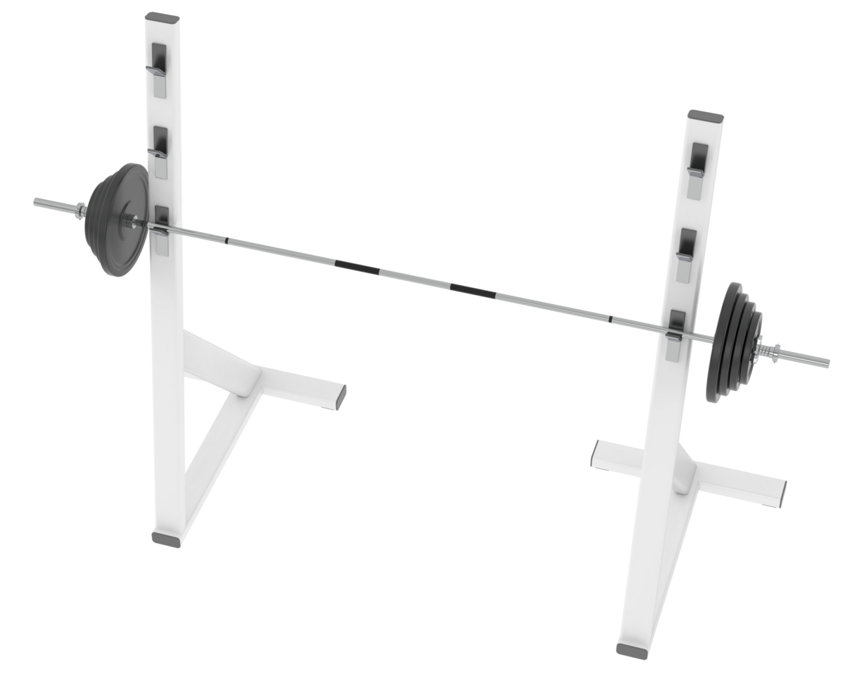 Barbell with weight rack isolated on background. 3d rendering - illustration png