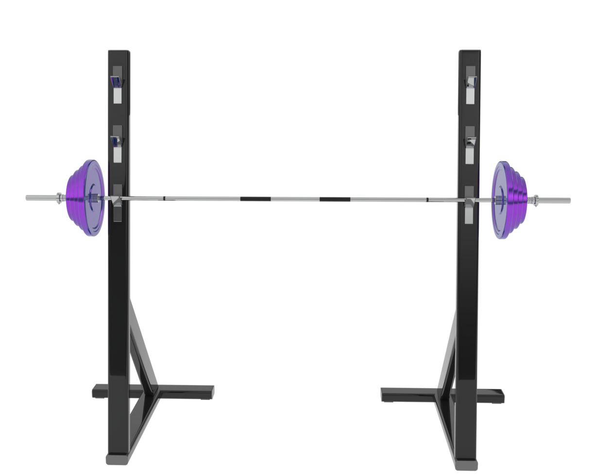 Barbell with weight rack isolated on background. 3d rendering - illustration png