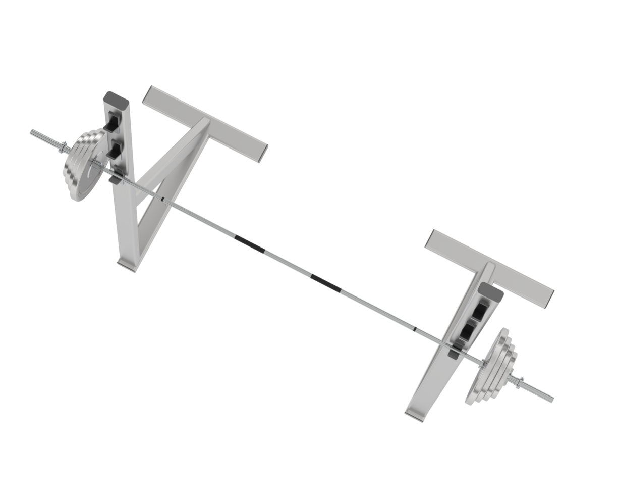 Barbell with weight rack isolated on background. 3d rendering - illustration png