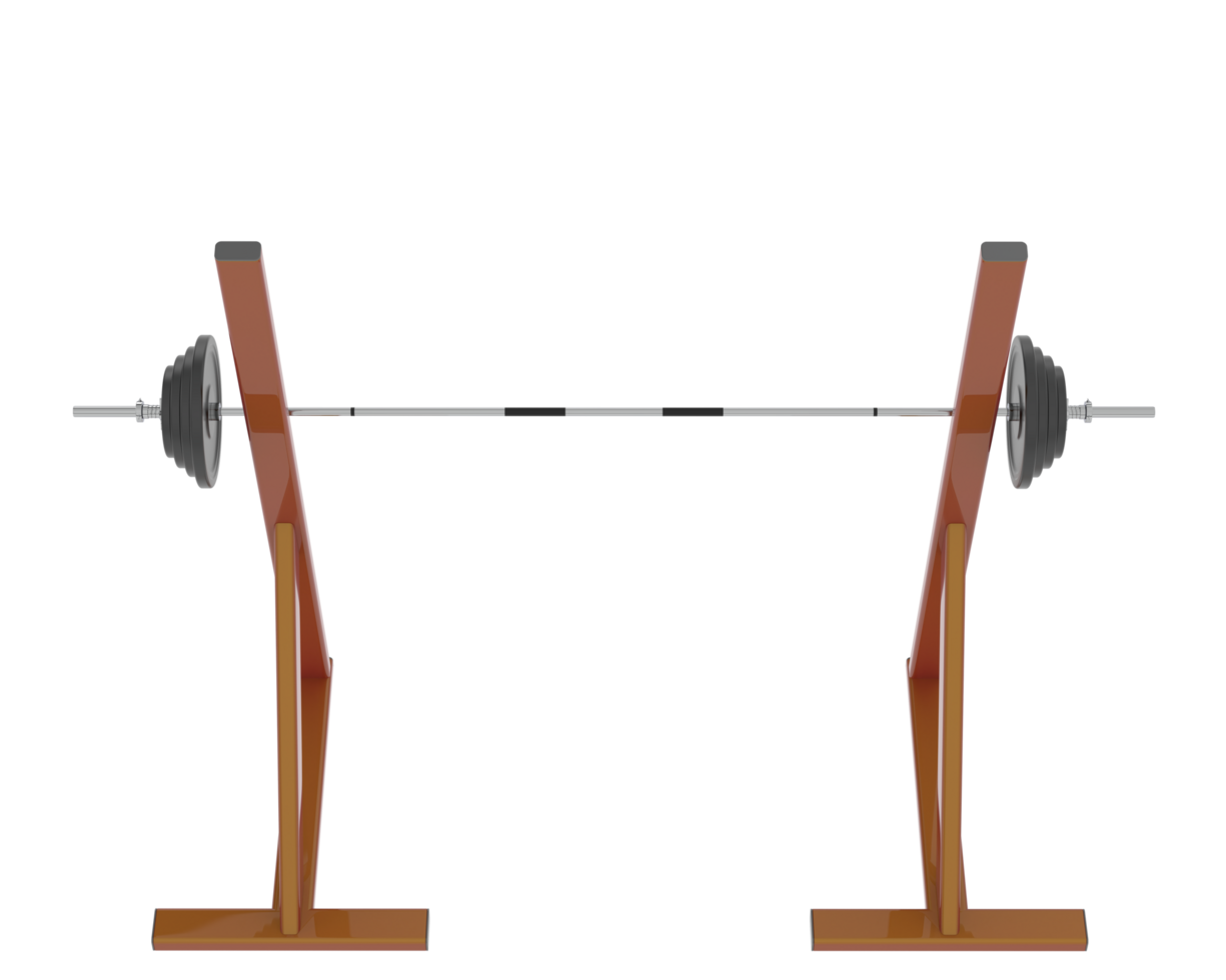 Barbell with weight rack isolated on background. 3d rendering - illustration png