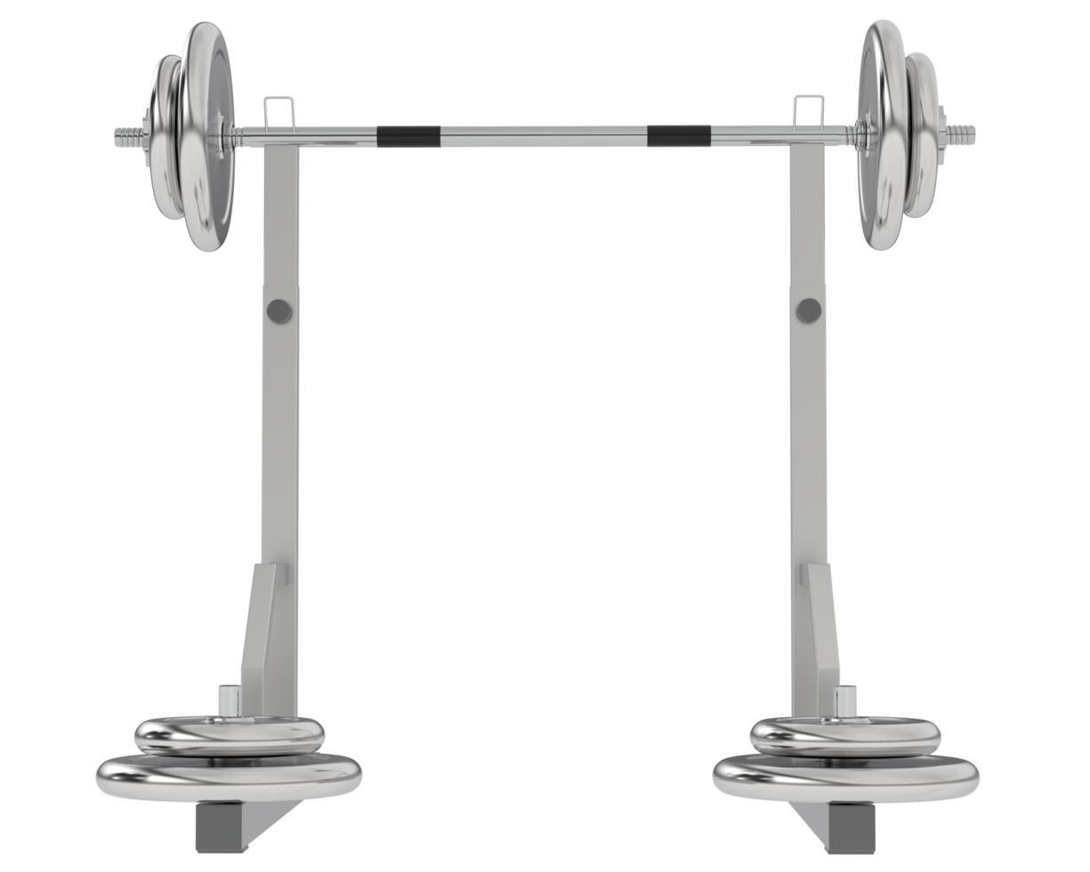Barbell with weight rack isolated on background. 3d rendering - illustration png