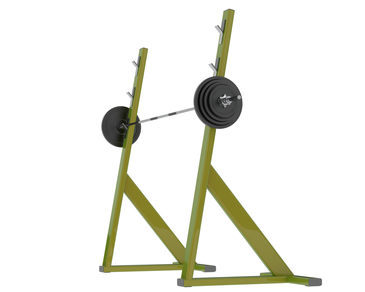 Barbell with weight rack isolated on background. 3d rendering - illustration png