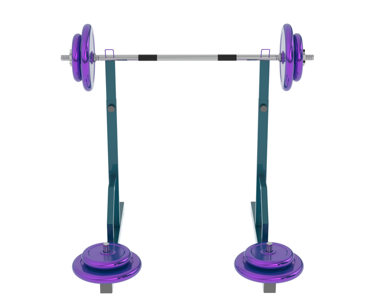 Barbell with weight rack isolated on background. 3d rendering - illustration png