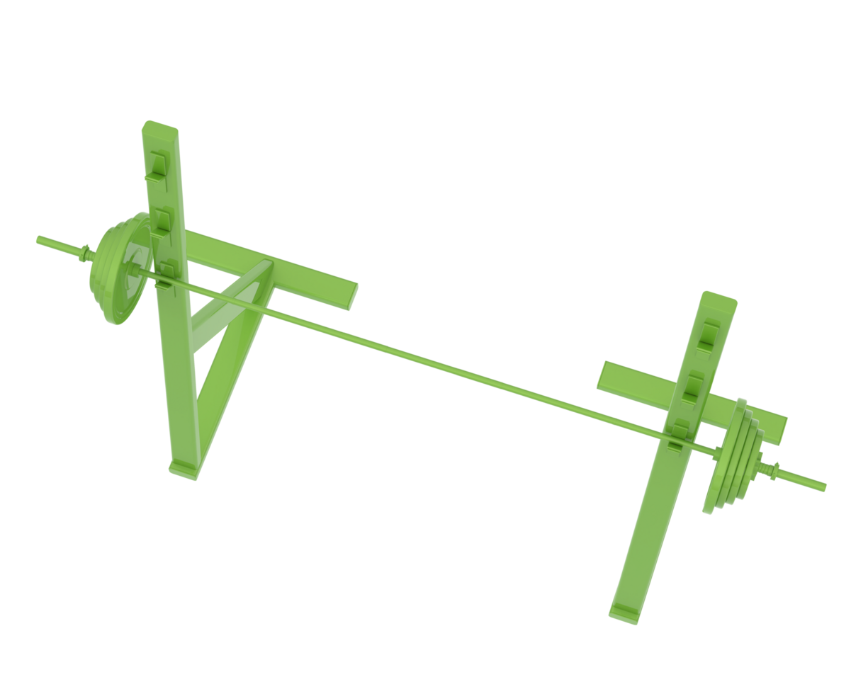 Barbell with weight rack isolated on background. 3d rendering - illustration png