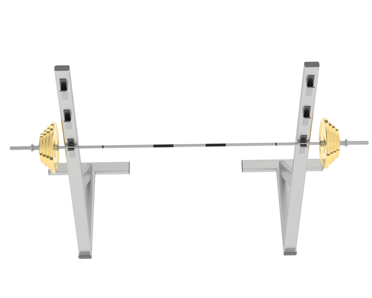 Barbell with weight rack isolated on background. 3d rendering - illustration png