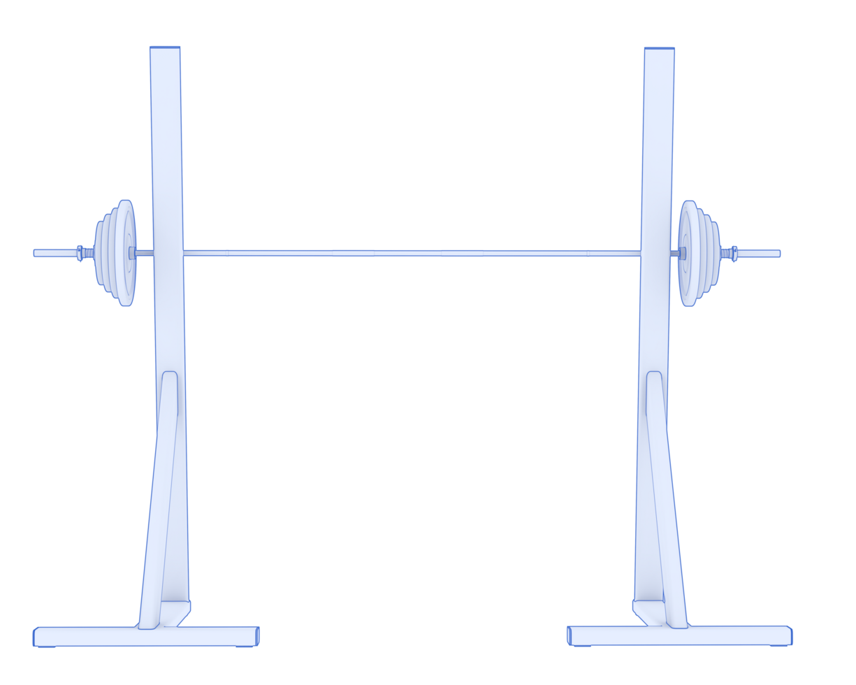 Barbell with weight rack isolated on background. 3d rendering - illustration png