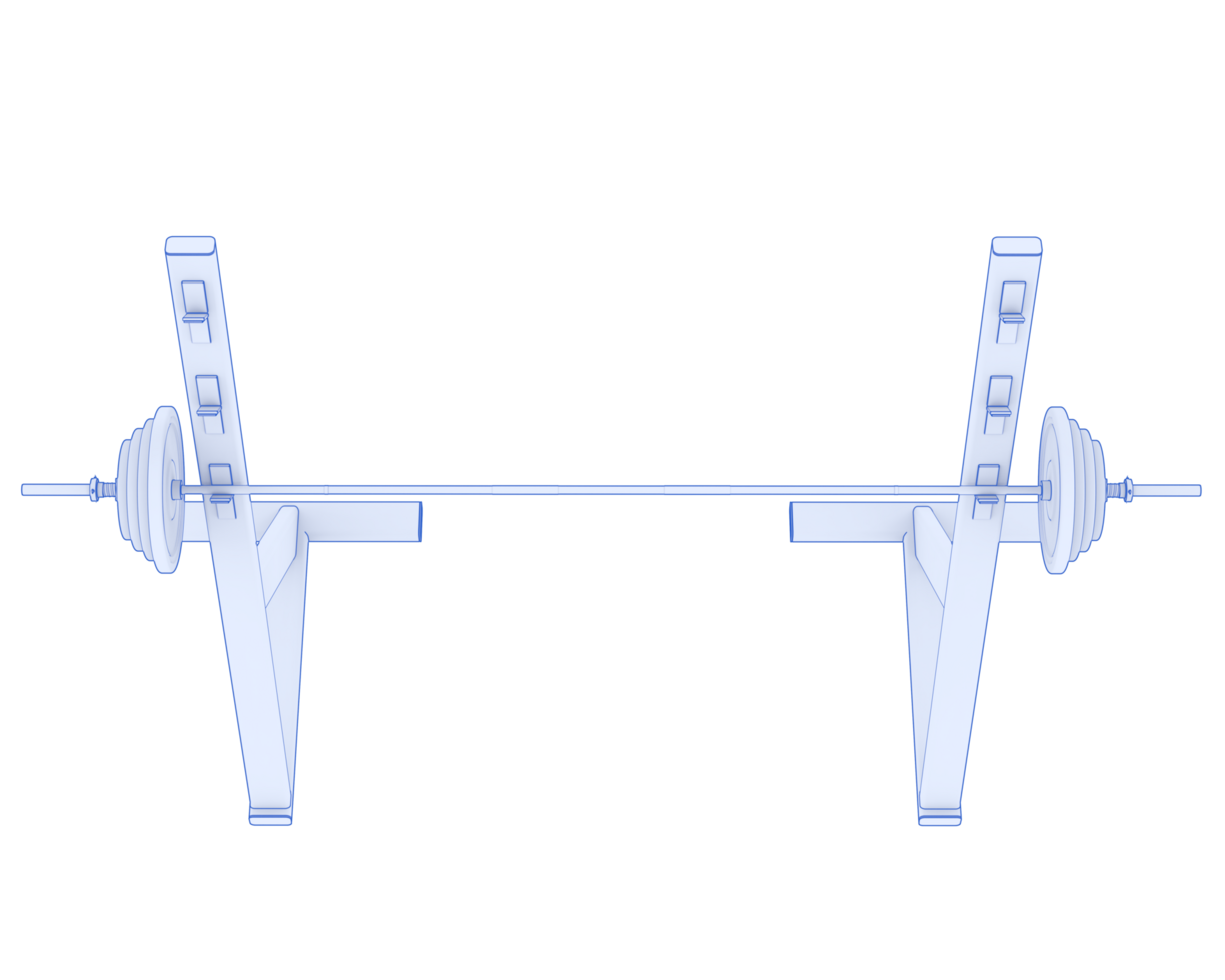 Barbell with weight rack isolated on background. 3d rendering - illustration png