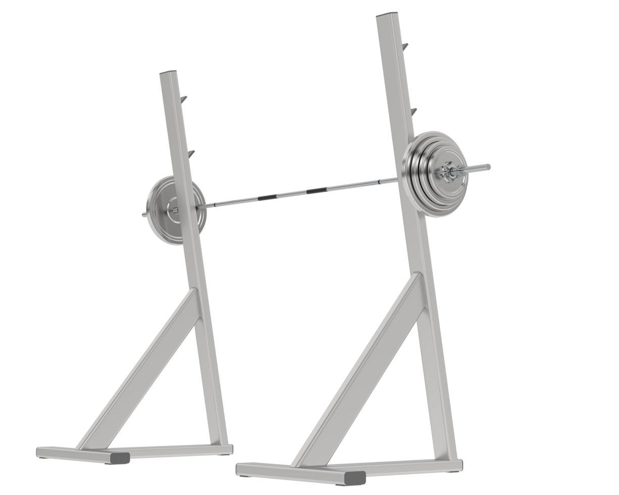 Barbell with weight rack isolated on background. 3d rendering - illustration png