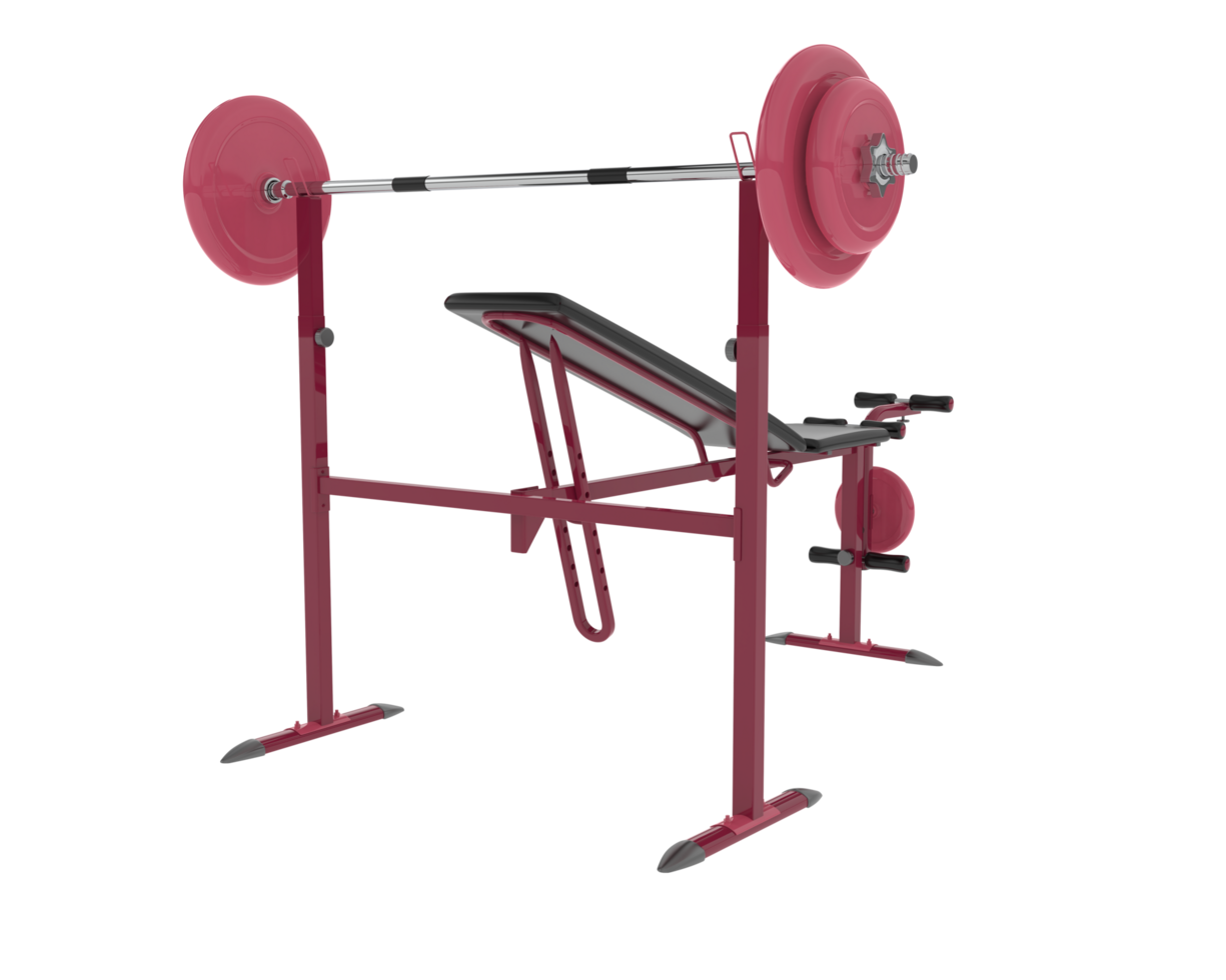 Weight bench isolated on background. 3d rendering - illustration png