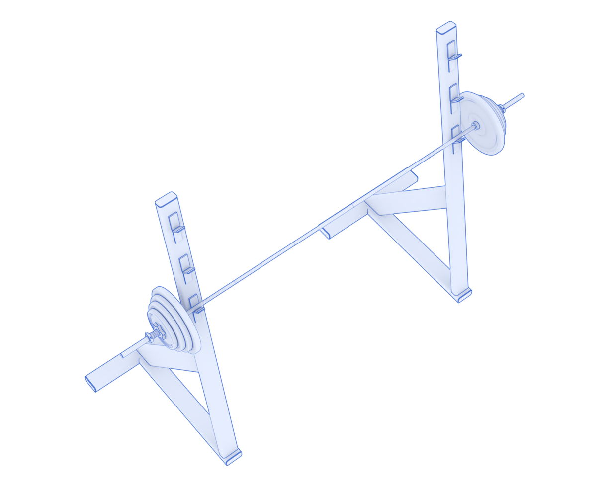 Barbell with weight rack isolated on background. 3d rendering - illustration png