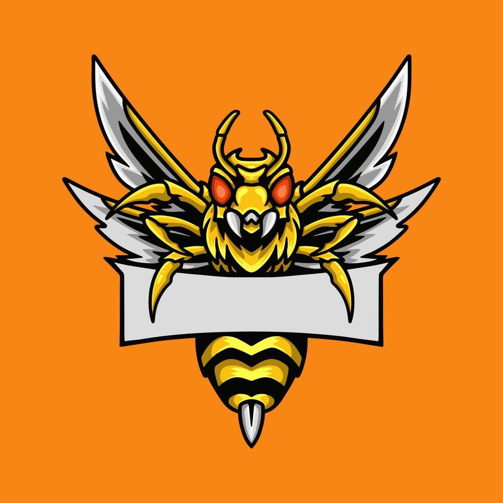 Hornet Bee Mascot Logo Illustration Clipart vector