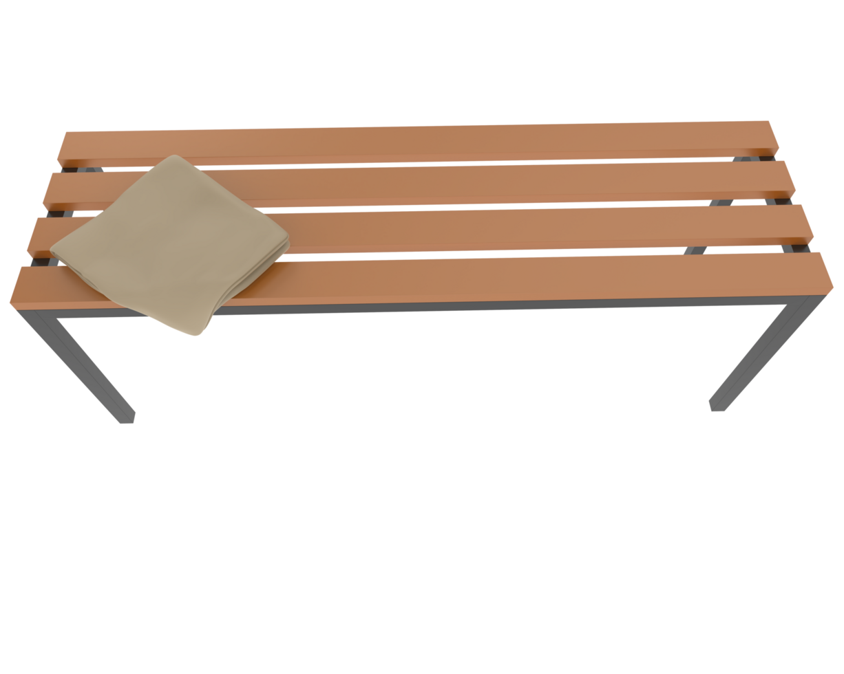 Locker room bench isolated on background. 3d rendering - illustration png