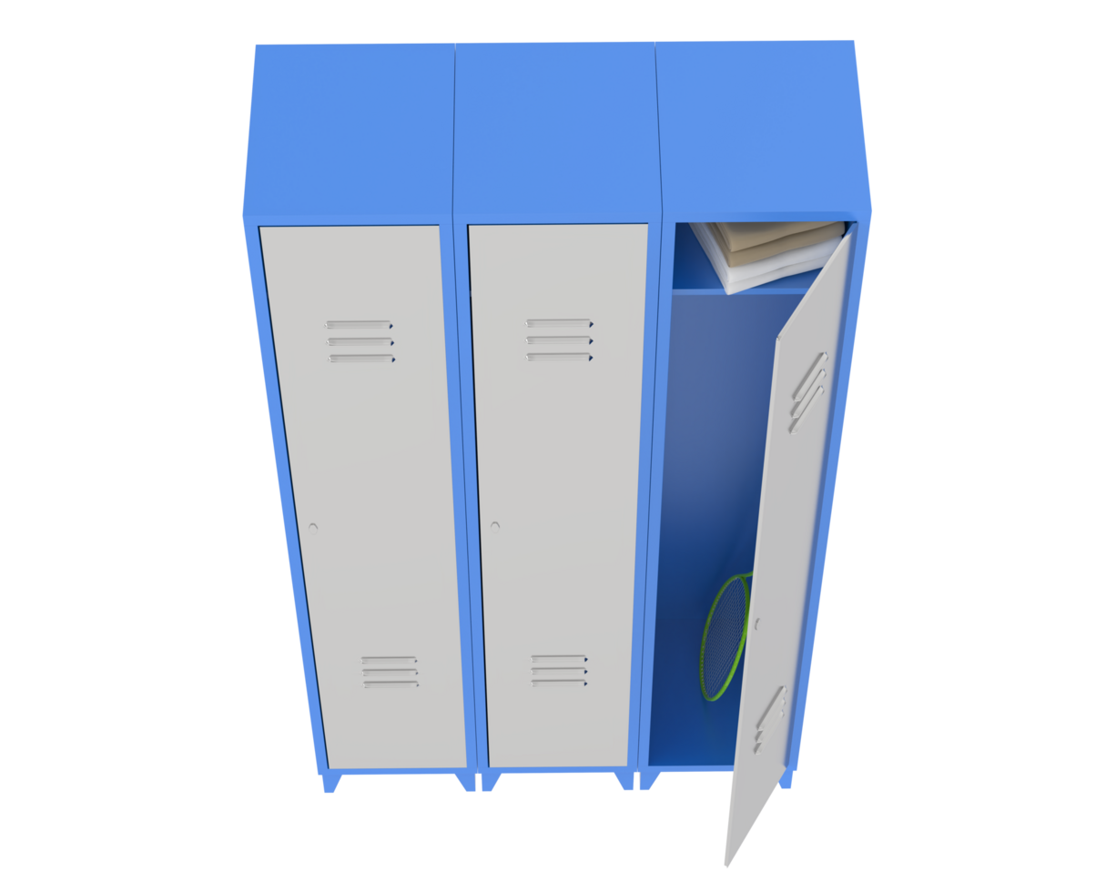 Gym lockers isolated on background. 3d rendering - illustration png