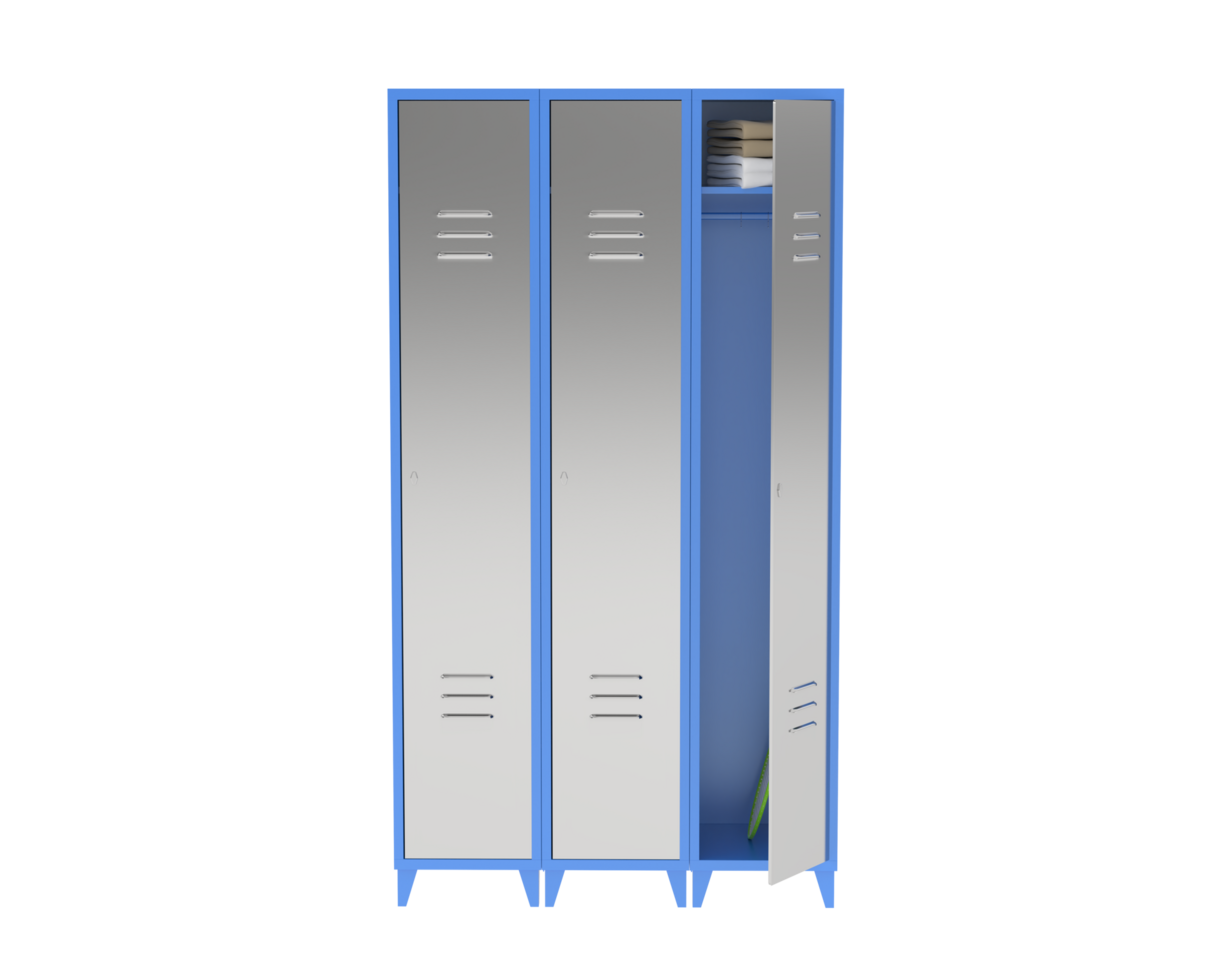 Gym lockers isolated on background. 3d rendering - illustration png