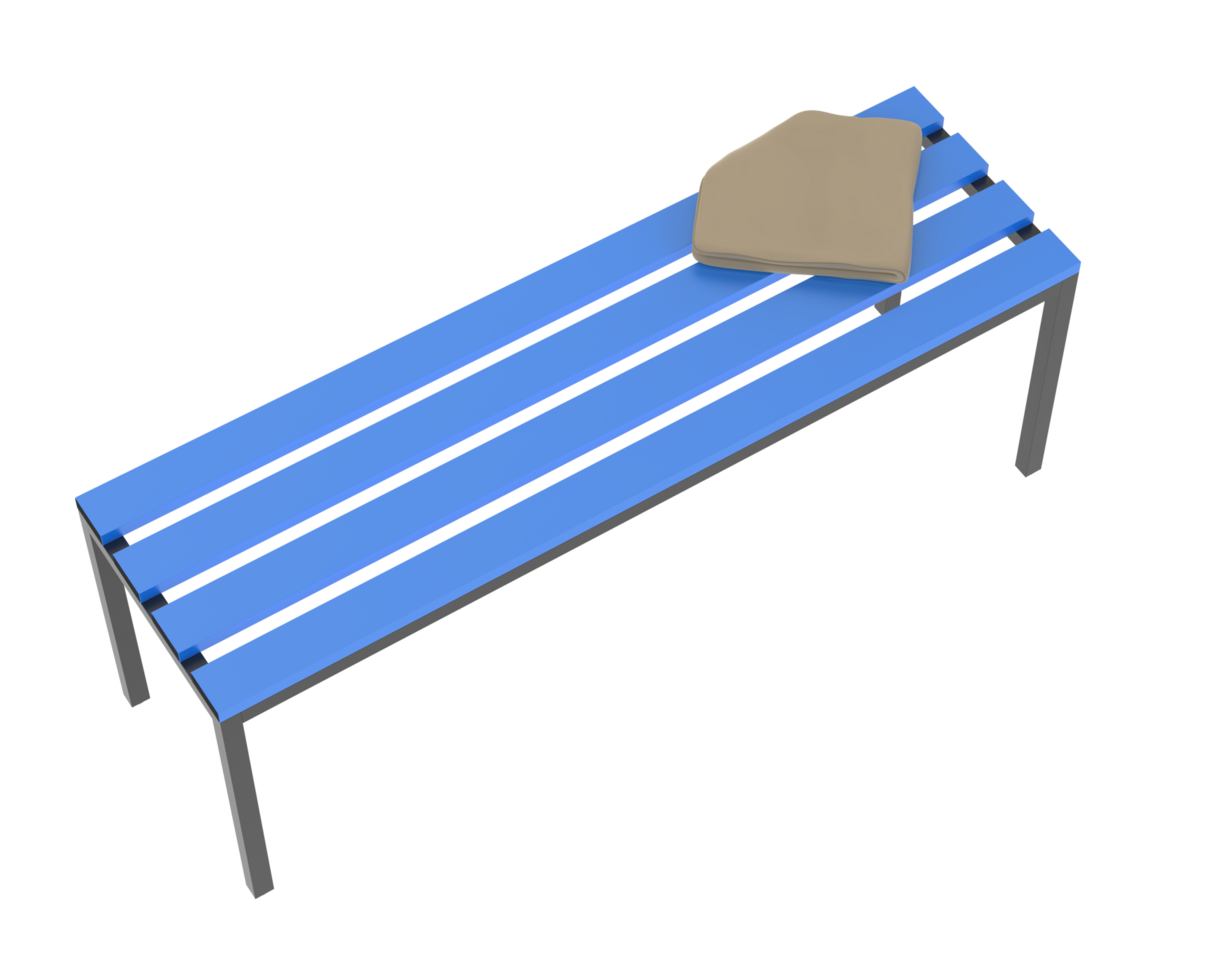 Locker room bench isolated on background. 3d rendering - illustration png
