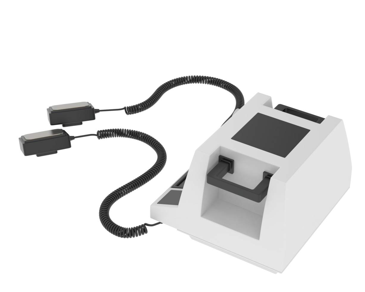 Defibrillator isolated on background. 3d rendering - illustration png