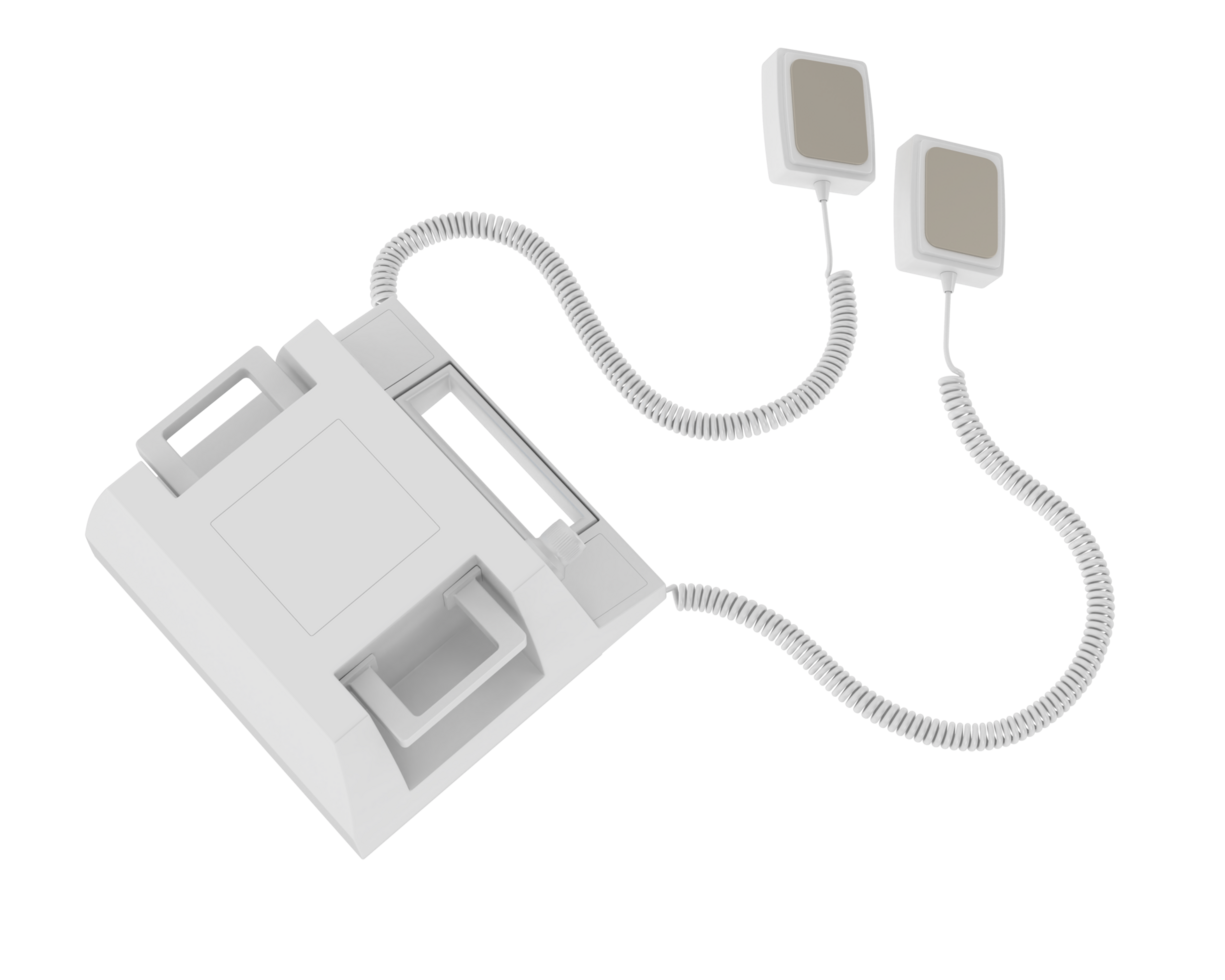 Defibrillator isolated on background. 3d rendering - illustration png