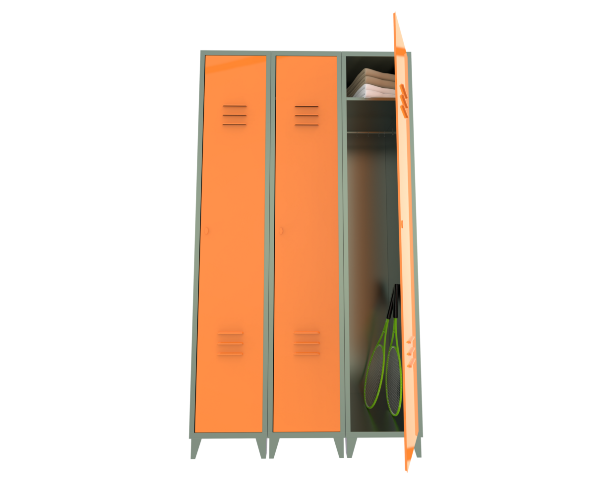 Gym lockers isolated on background. 3d rendering - illustration png