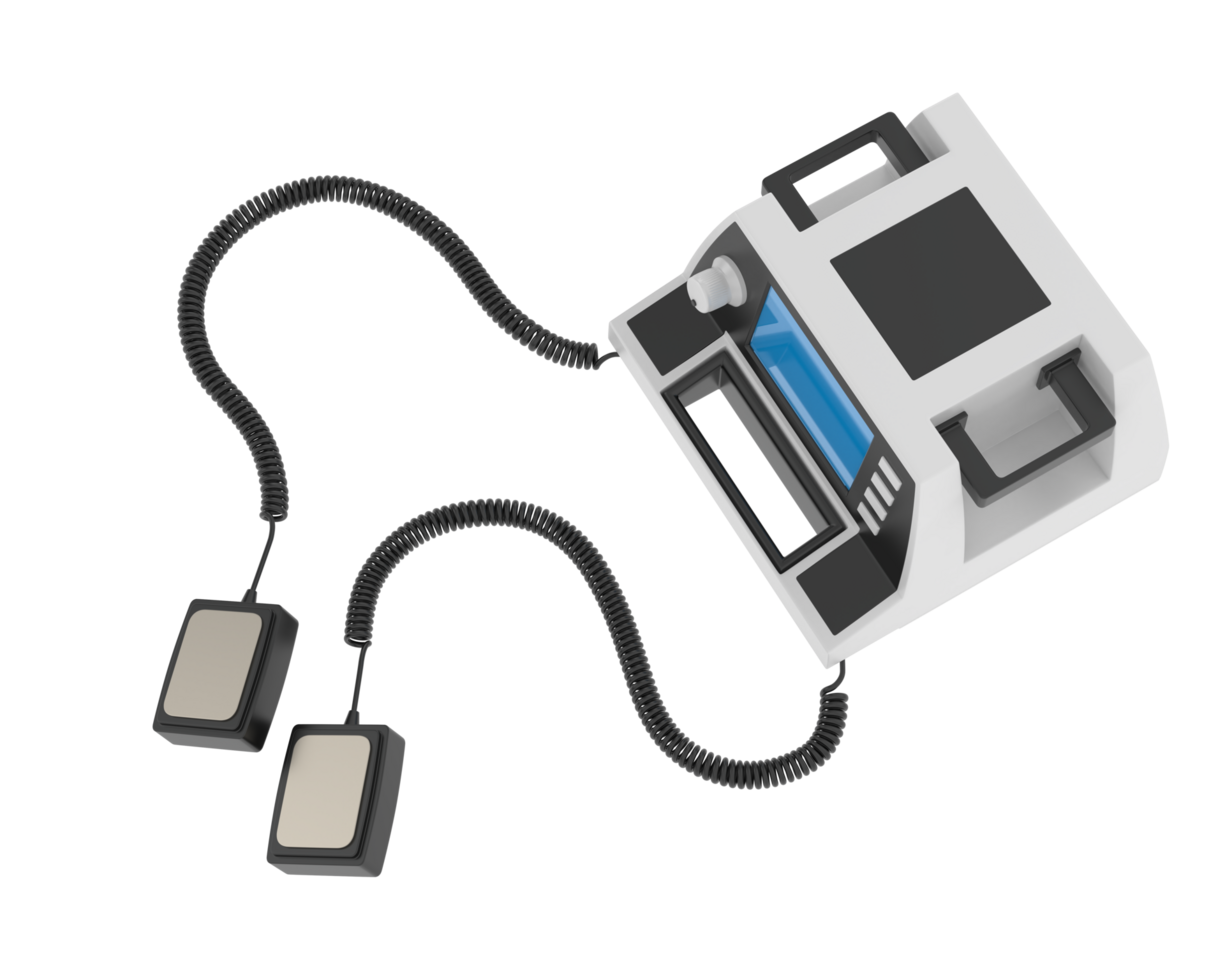 Defibrillator isolated on background. 3d rendering - illustration png