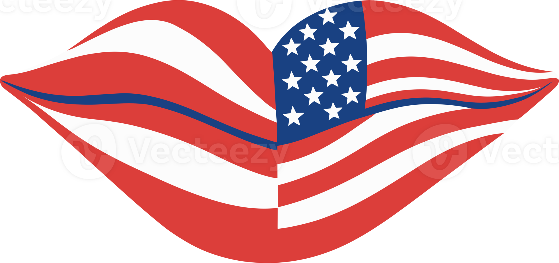 American lips with USA flag pattern for 4th of July Independence Day and Veterans Day clipart, United States, Memorial Day, American flag, celebration, national day, liberty, patriotism, freedom, art png