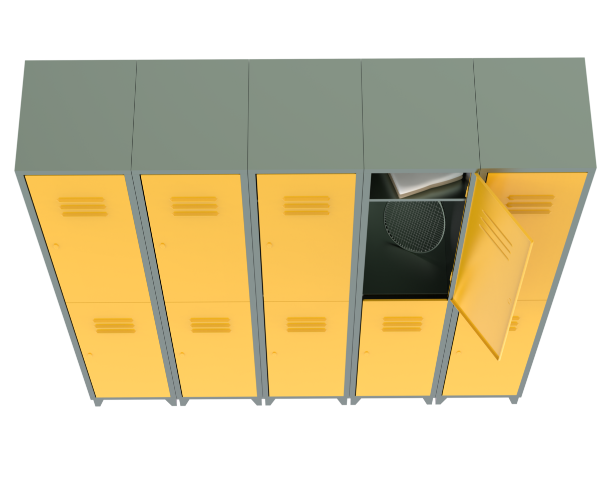 Gym lockers isolated on background. 3d rendering - illustration png